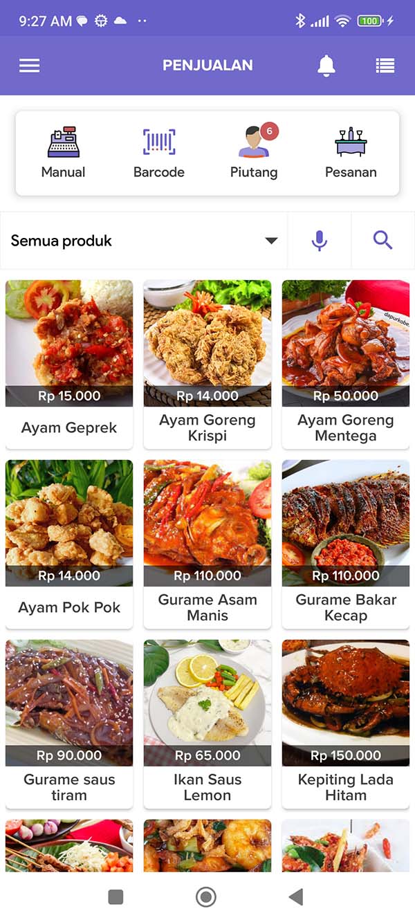 Layar Kasir Utama