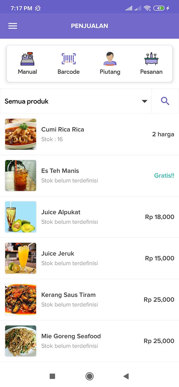 Layar Kasir Utama